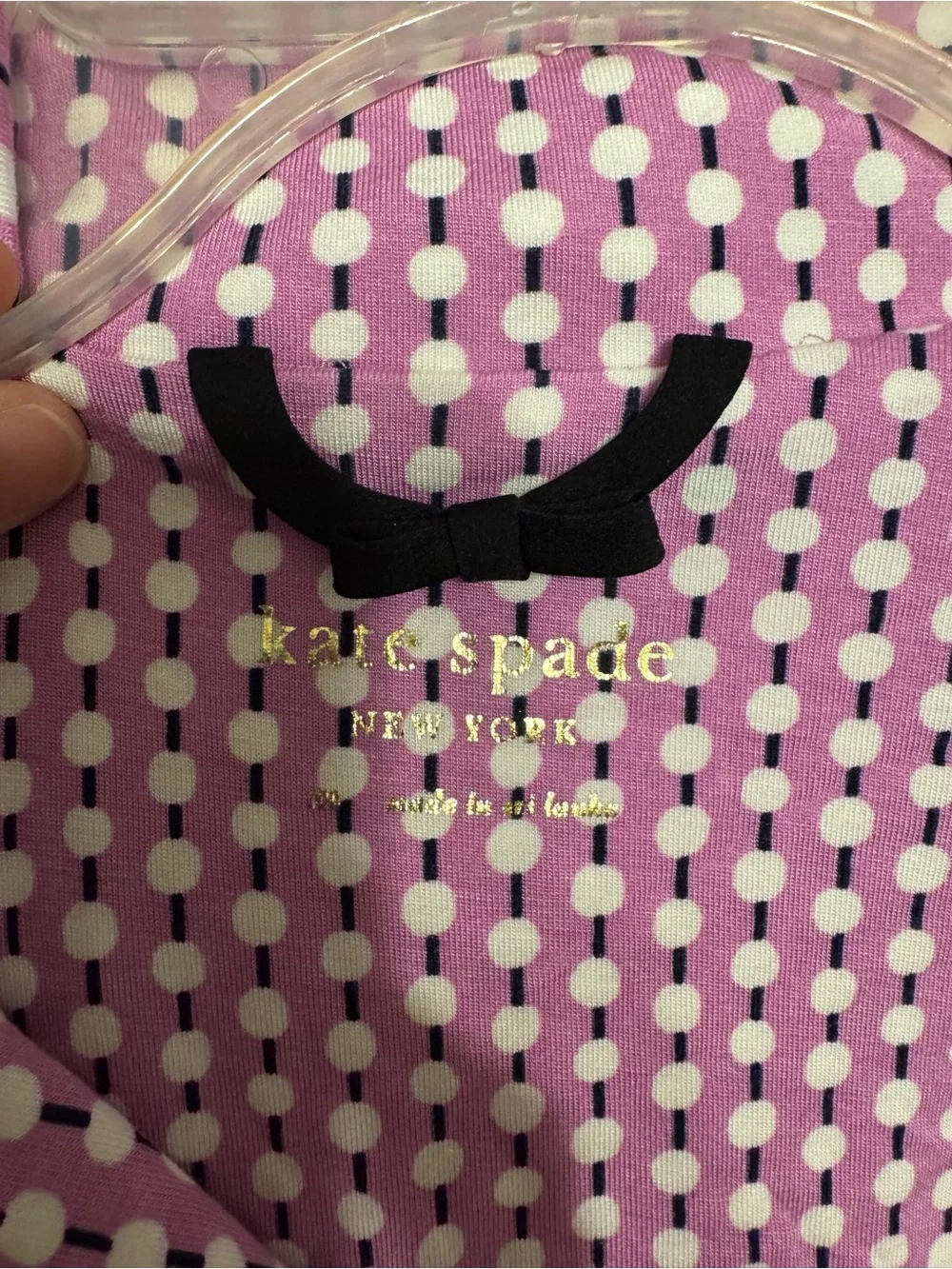 Ladies Long Sleeve Pink Patterned Pajama Set with Black Piping